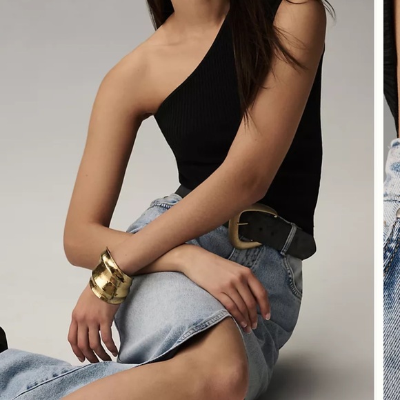 Anthropologie Pilcro Madi Front Slit Denim Maxi Skirt Raw Hem Positano WashBlue - Picture 3 of 7